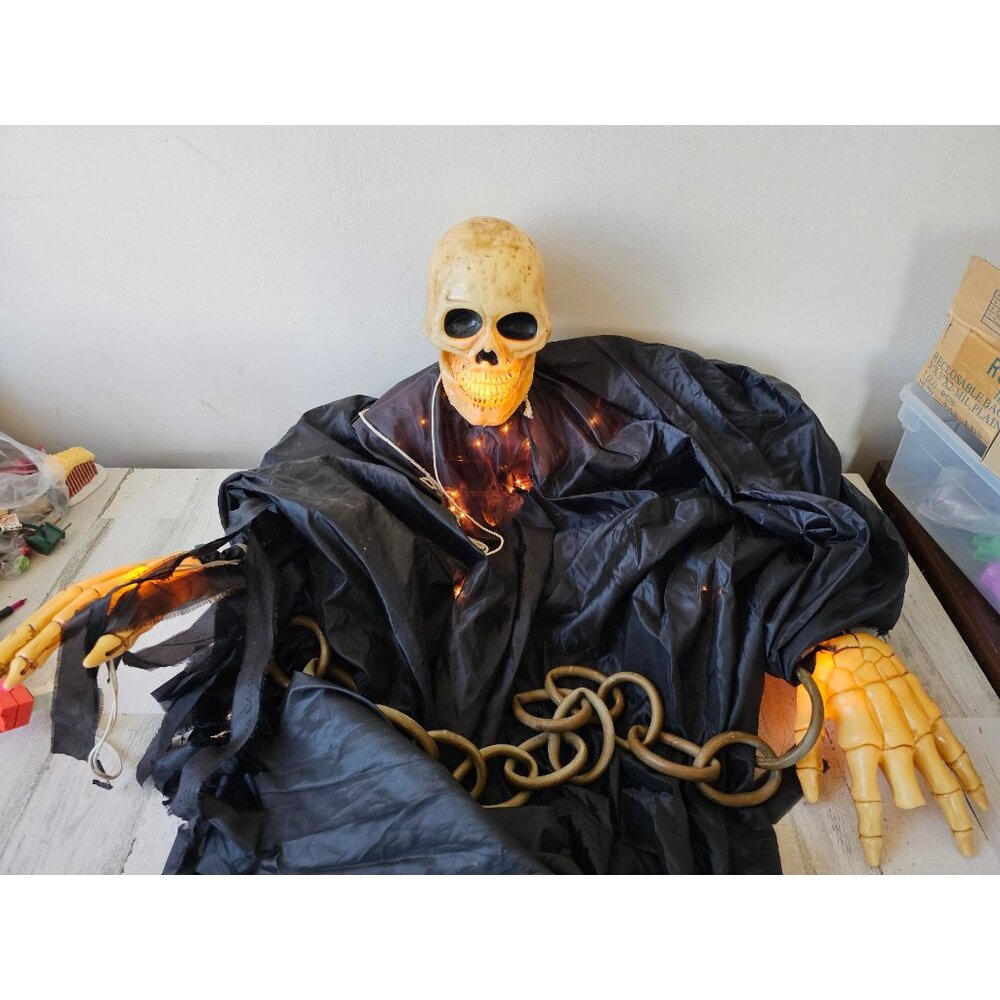 Skeleton blow mold chains prisoner AS IS Halloween prop